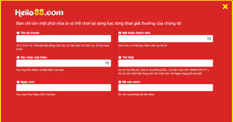 Hướng Dẫn Đăng Ký Hello88 Chi Tiết Dành Cho Tân Thủ 5 Đăng ký Hello88 đơn giản
